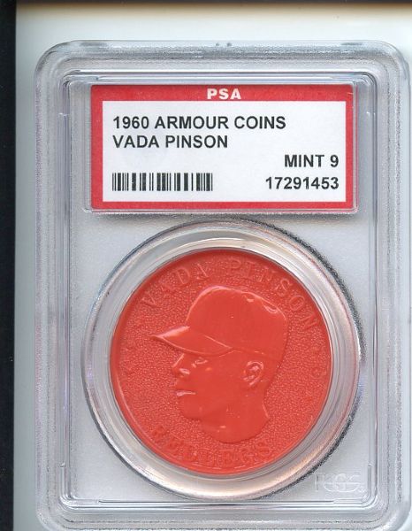 1960 Armour Coins Orange Vada Pinson PSA MINT 9