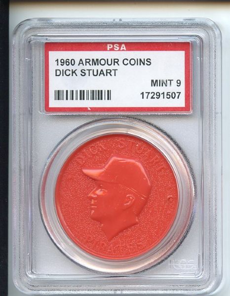 1960 Armour Coins Orange Dick Stuart PSA MINT 9
