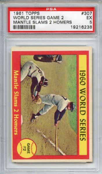1961 Topps 307 World Series Game 2 Mickey Mantle PSA EX 5
