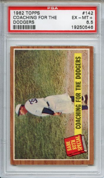 1962 Topps 142 Babe Ruth Coaching for the Dodgers PSA EX-MT+ 6.5