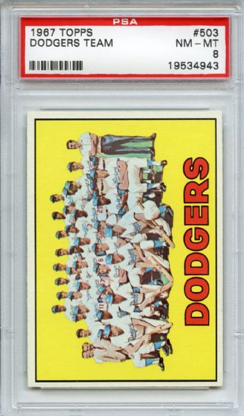 1967 Topps 503 Los Angeles Dodgers Team PSA NM-MT 8