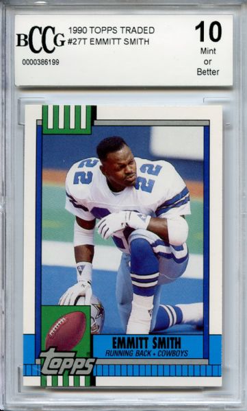 1990 Topps Traded 27T Emmitt Smith Rookie BCCG 10