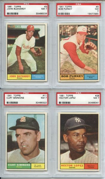 (19) 1961 Topps Baseball Lot all Graded PSA NM 7