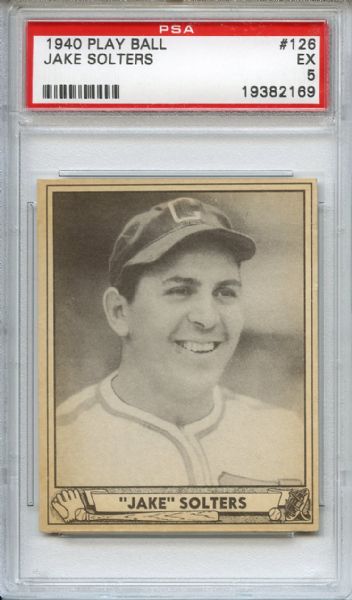 1940 Play Ball 126 Jake Solters PSA EX 5