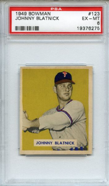 1949 Bowman 123 Johnny Blatnick PSA EX-MT 6