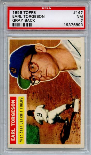 1956 Topps 147 Earl Torgeson Gray Back PSA NM 7
