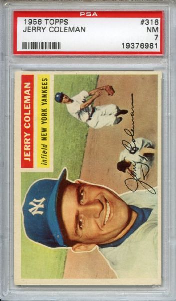 1956 Topps 316 Jerry Coleman PSA NM 7