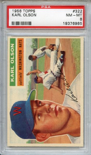 1956 Topps 322 Karl Olson PSA NM-MT 8