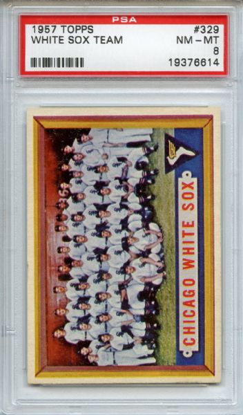 1957 Topps 329 Chicago White Sox Team PSA NM-MT 8