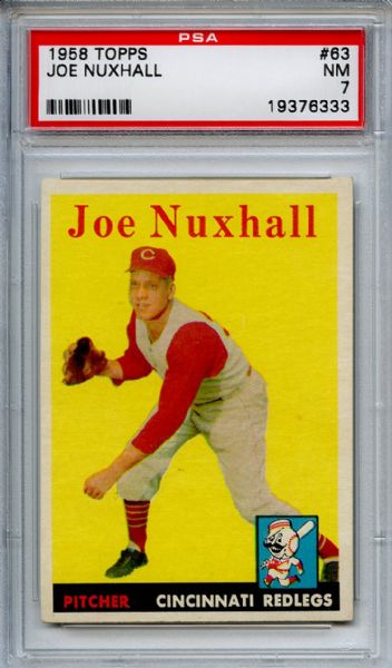 1958 Topps 63 Joe Nuxhall PSA NM 7