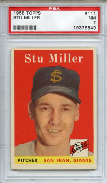 1958 Topps 111 Stu Miller PSA NM 7