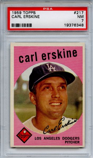 1959 Topps 217 Carl Erskine PSA NM 7