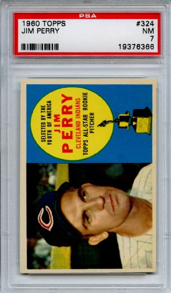 1960 Topps 324 Jim Perry PSA NM 7