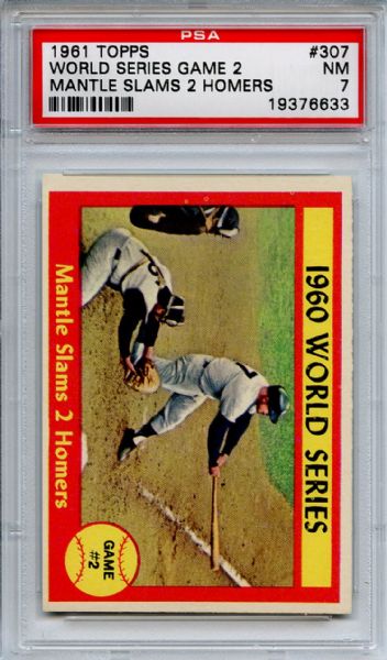 1961 Topps 307 World Series Game 2 Mickey Mantle PSA NM 7
