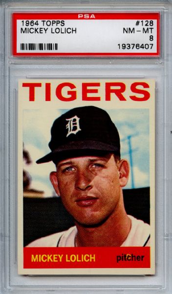 1964 Topps 128 Mickey Lolich Rookie PSA NM-MT 8