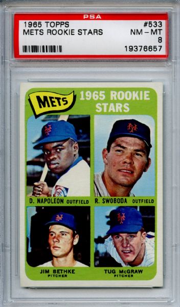 1965 Topps 533 New York Mets Rookies Swoboda McGraw PSA NM-MT 8