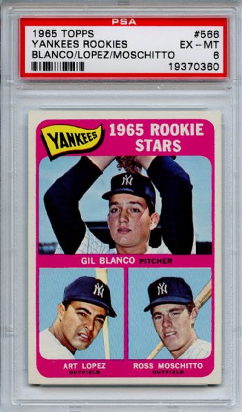 1965 Topps 566 New York Yankees Rookies PSA EX-MT 6