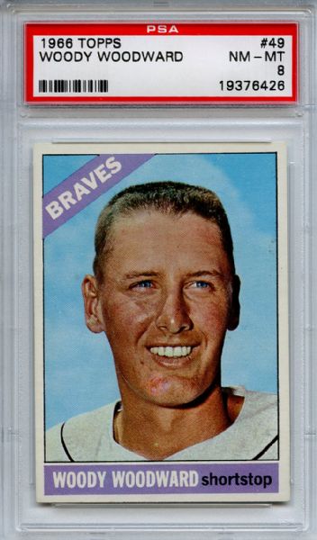 1966 Topps 49 Woody Woodward PSA NM-MT 8