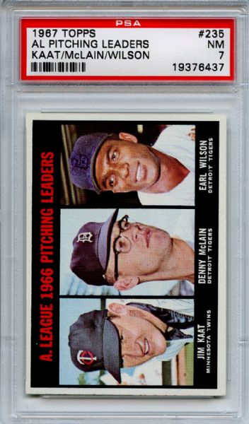 1967 Topps 235 AL Pitching Leaders PSA NM 7