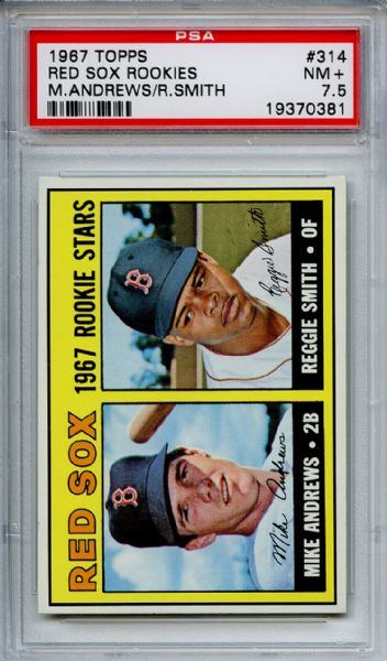 1967 Topps 314 Boston Red Sox Rookies PSA NM+ 7.5