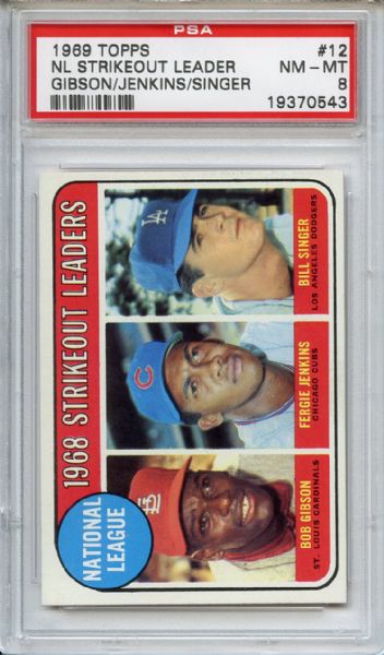 1969 Topps 12 NL Strikeout Leaders Gibson PSA NM-MT 8