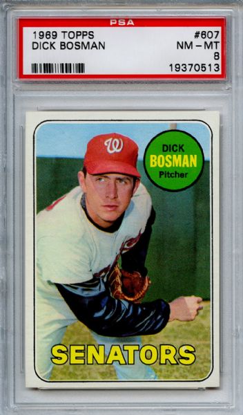 1969 Topps 607 Dick Bosman PSA NM-MT 8