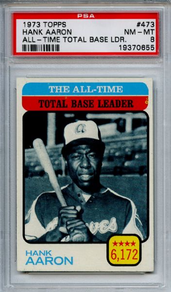 1973 Topps 473 Hank Aaron All Time Total Base Leader PSA NM-MT 8