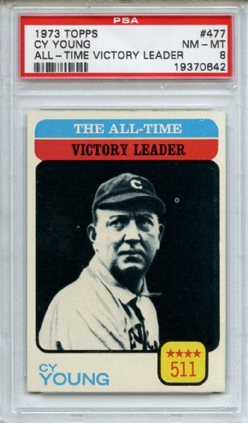 1973 Topps 477 Cy Young All Time Victory Leader PSA NM-MT 8
