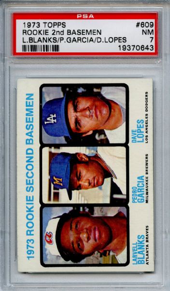 1973 Topps 609 Rookie 2nd Basemen Dave Lopes PSA NM 7