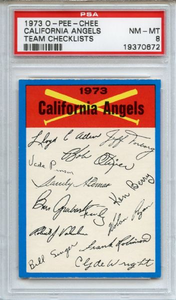 1973 O-Pee-Chee Team Checklists California Angels PSA NM-MT 8