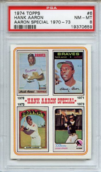 1974 Topps 6 Hank Aaron Special 1970-73 PSA NM-MT 8