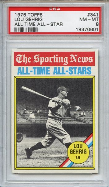 1976 Topps 341 Lou Gehrig All Time All Star PSA NM-MT 8