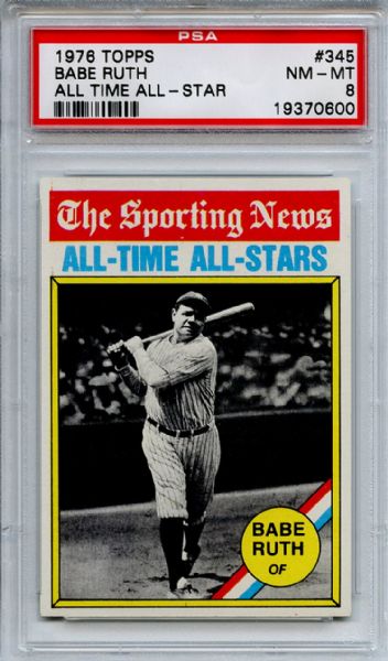 1976 Topps 345 Babe Ruth All Time All Star PSA NM-MT 8