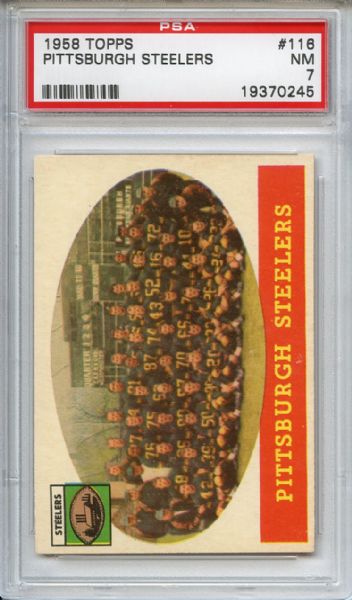 1958 Topps 116 Pittsburgh Steelers Team PSA NM 7