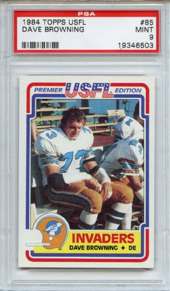 1984 Topps USFL 85 Dave Browning PSA MINT 9