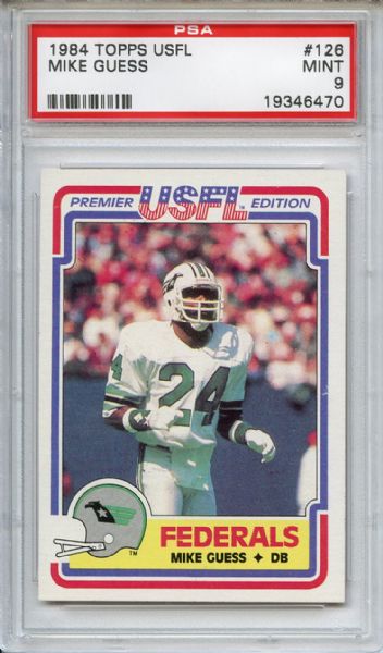 1984 Topps USFL 126 Mike Guess PSA MINT 9