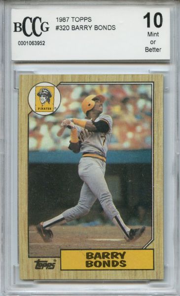 1987 Topps 320 Barry Bonds Rookie BCCG 10