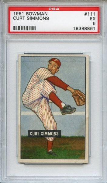 1951 Bowman 111 Curt Simmons PSA EX 5
