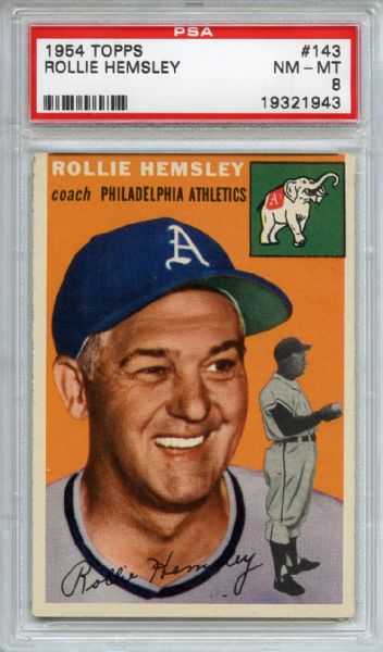 1954 Topps 143 Rollie Hemsley PSA NM-MT 8