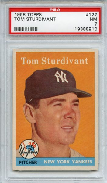 1958 Topps 127 Tom Sturdivant PSA NM 7