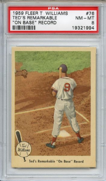 1959 Fleer Ted Williams 76 Remarkable On Base Record PSA NM-MT 8