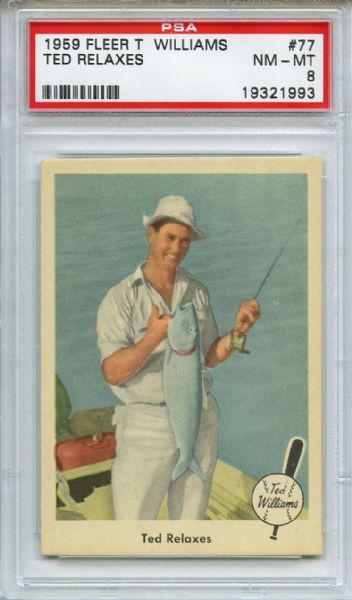 1959 Fleer Ted Williams 77 Ted Relaxes PSA NM-MT 8