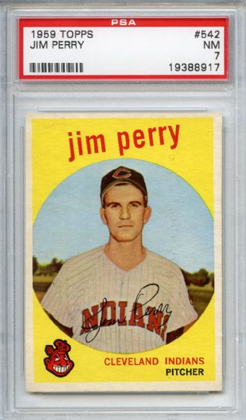 1959 Topps 542 Jim Perry Rookie PSA NM 7
