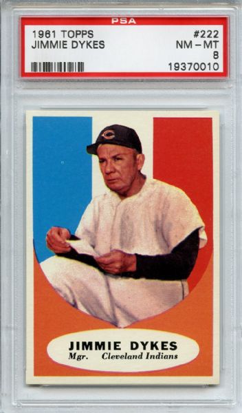 1961 Topps 222 Jimmie Dykes PSA NM-MT 8