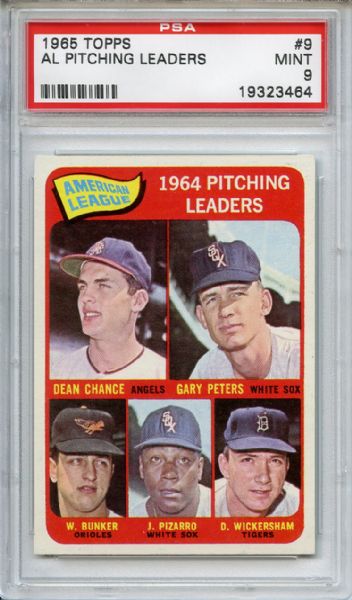 1965 Topps 9 AL Pitching Leaders PSA MINT 9