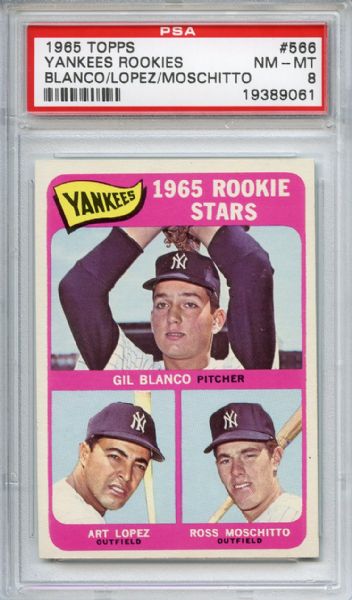 1965 Topps 566 New York Yankees Rookies PSA NM-MT 8