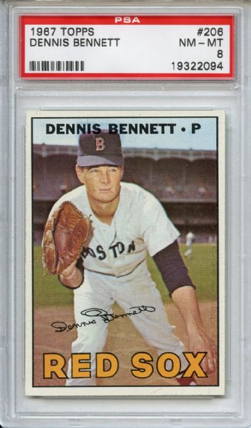 1967 Topps 206 Dennis Bennett PSA NM-MT 8