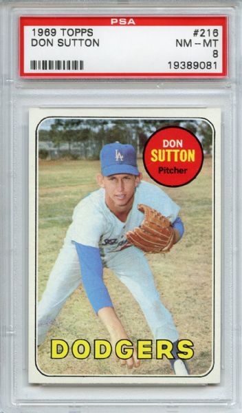 1969 Topps 216 Don Sutton PSA NM-MT 8