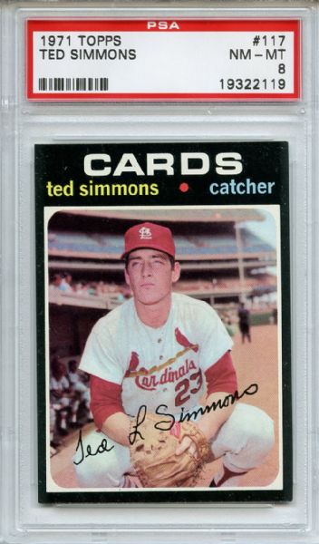 1971 Topps 117 Ted Simmons Rookie PSA NM-MT 8