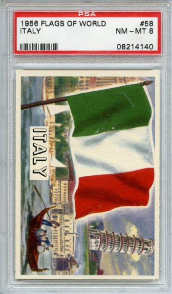 1956 Flags of the World 58 Italy PSA NM-MT 8